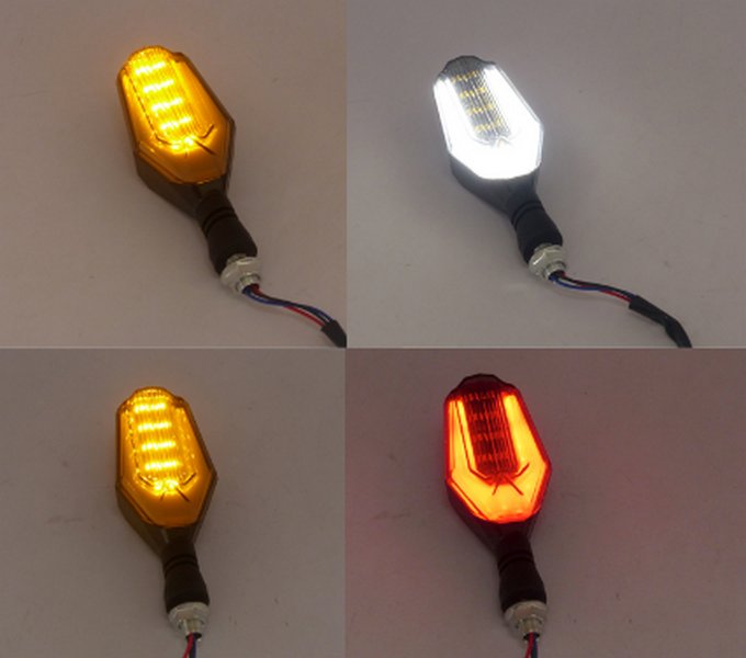 Luz Intermitente Duo Color, Para Moto, 10 LED, Luz Ambar+Rojo Y Ambar+Blanco.