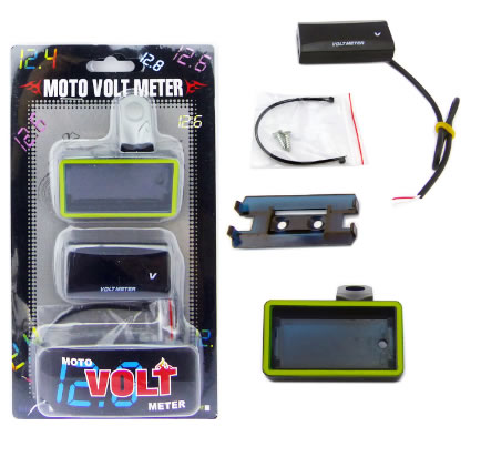 Voltimetro Con Pantalla LCD Para Moto, 12 Volt En Blister.