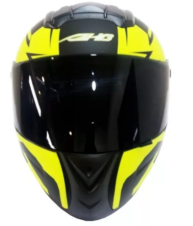 Casco Moto Integral M-61 Abs Crown Negro Amarillo Matte