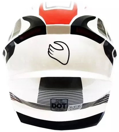 Casco Moto Integral Ghb M-62 Break Blanco Gris Rojo