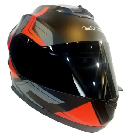 CASCO ABATIBLE GHB 160 KAFIR NEGRO ROJO GRIS MATTE MICA TINT