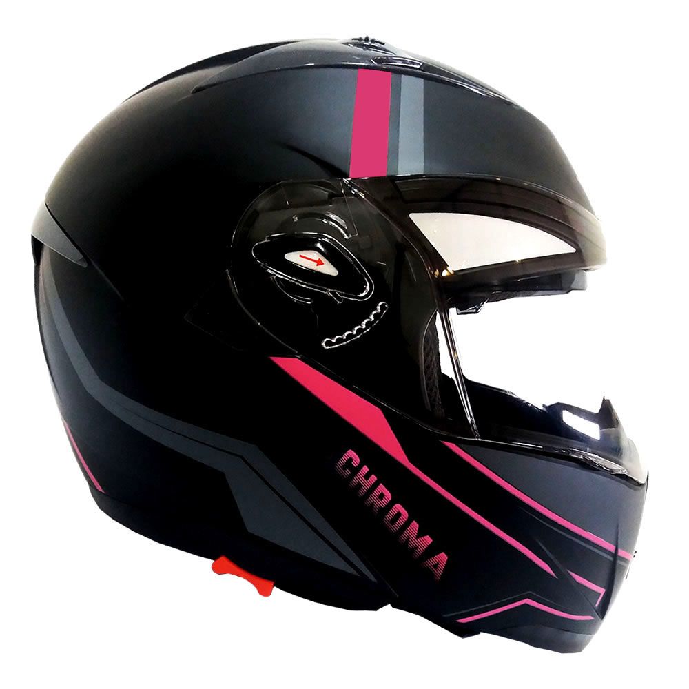 CASCO ABATIBLE GHB 158 DOT CHROMA NEGRO ROSA MATTE