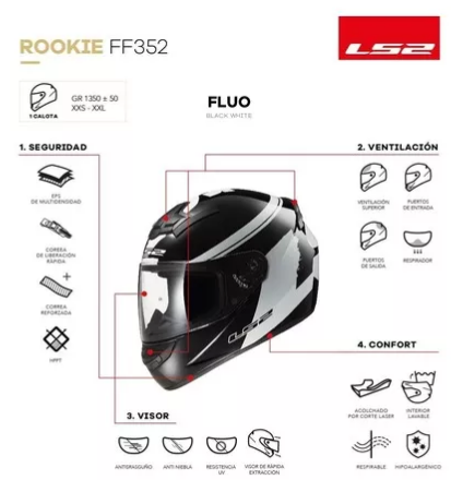 Casco Moto Ls2 Ff352 Fluo Negro Amarillo