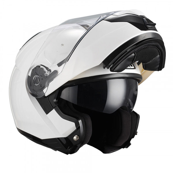 Casco moto nzi abatible combi 2 blanco con sun visor