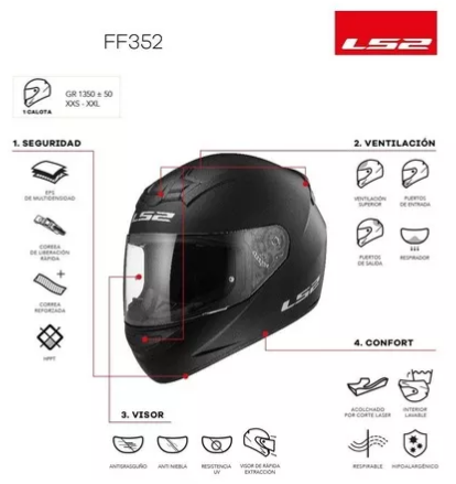 Casco Moto Ls2 Ff352 Star Negro Naranja Matte