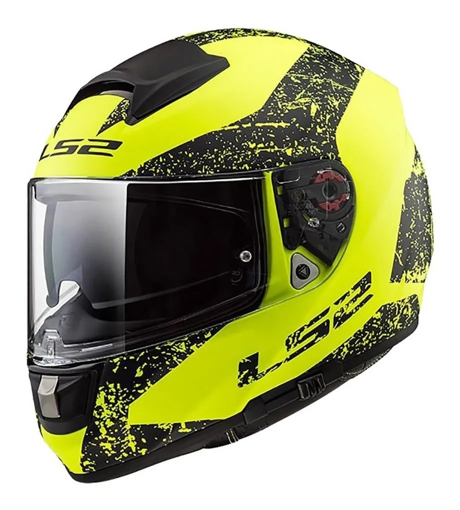 Casco Moto Ls2 Ff397 Vector Sign Negro Amarillo Matte