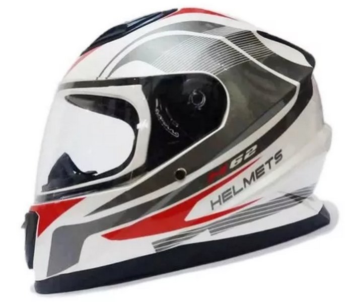 Casco Moto Integral Ghb M-62 Break Blanco Gris Rojo